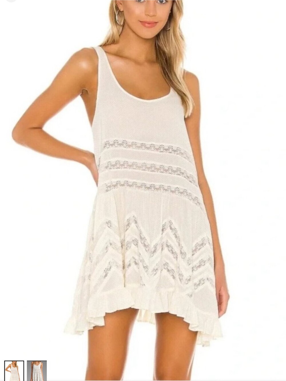 FREE PEOPLE Boho Trapeze Lace Voile Mini Tank Dress - Picture 2 of 11